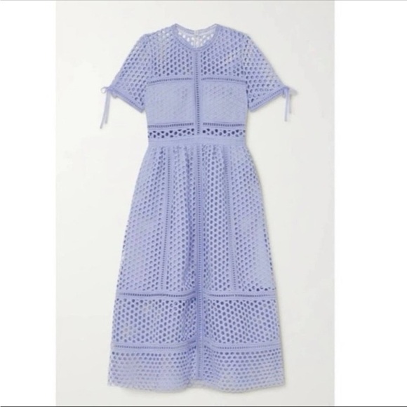 Self Portrait Guipure Lace Midi Dress in Lilac Size 2 New With Tag - Picture 10 of 13
